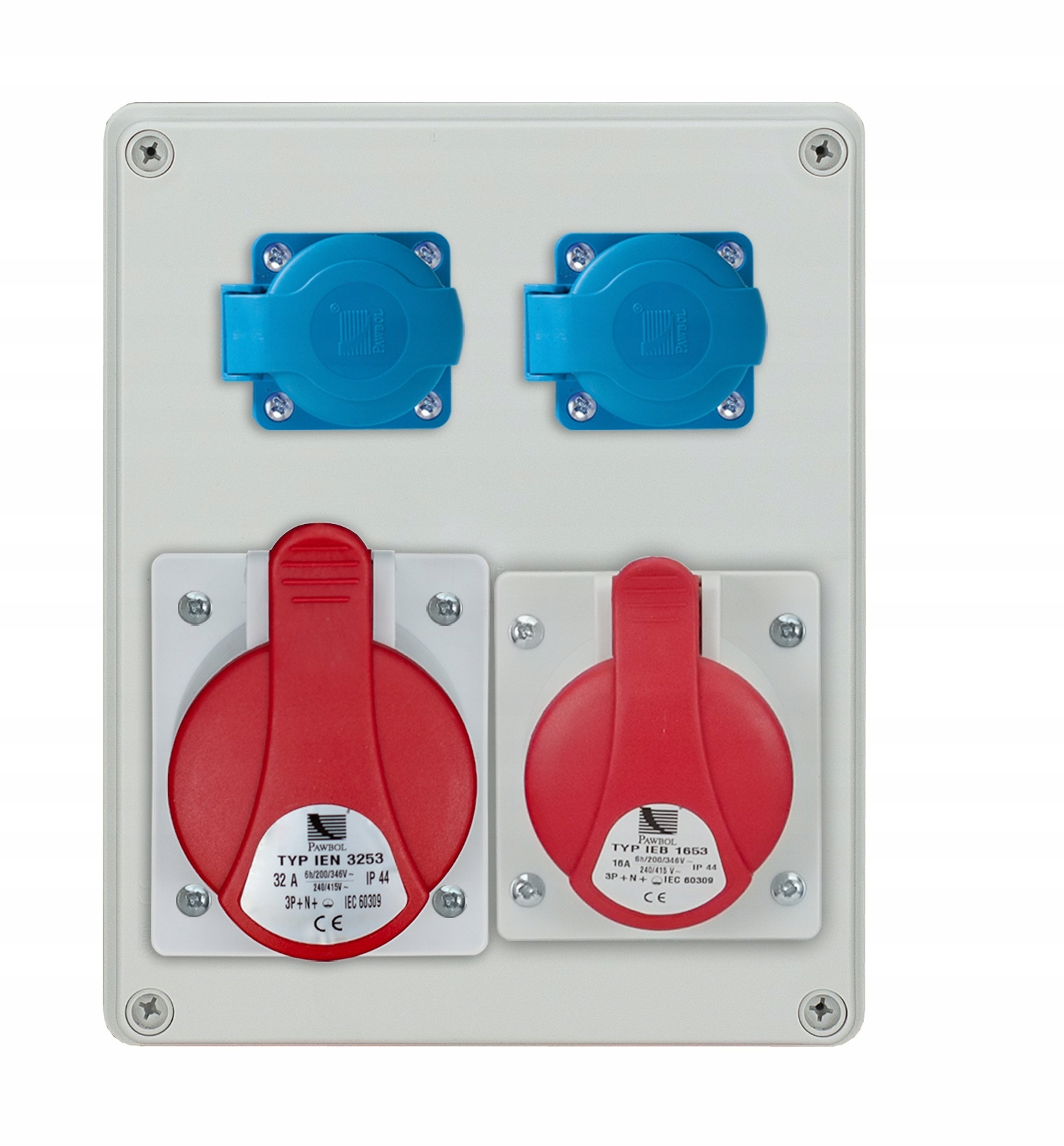 Stacionární rozvaděč Pawbol R-box 240 – 1x32A/5p, 1x16A/5p, 2x250V