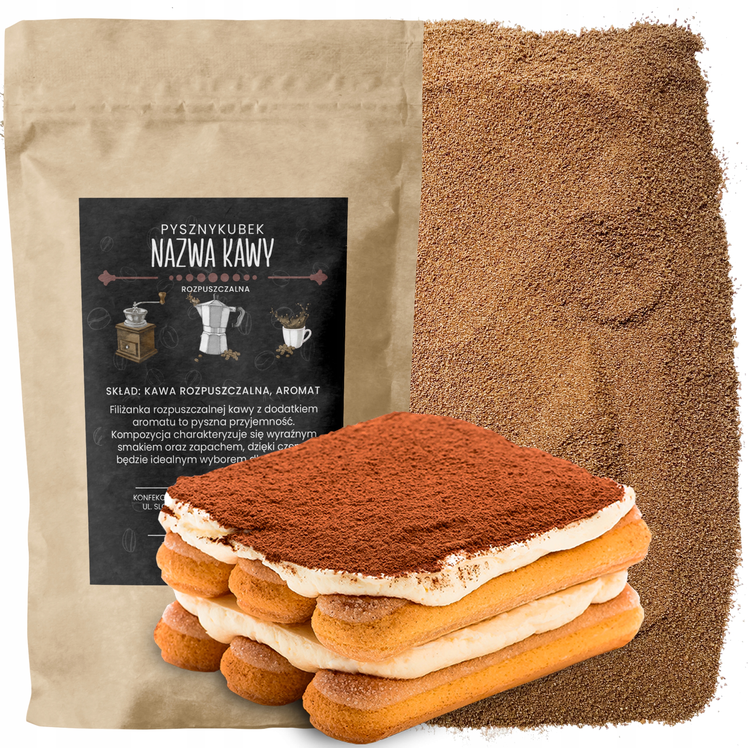 Kawa Rozpuszczalna smakowa Tiramisu 1000g jakość