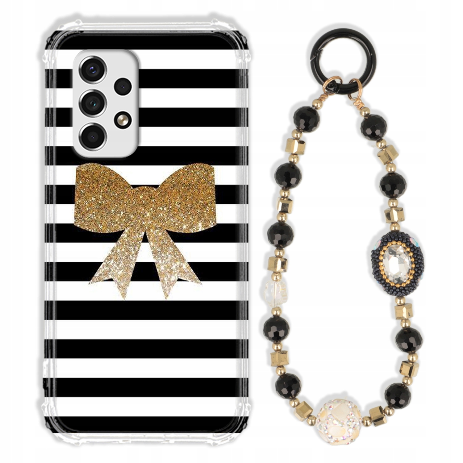 Puzdro Na Samsung A53 5G Antishock Zirkóny Čierno Zlaté Odolné| Silné