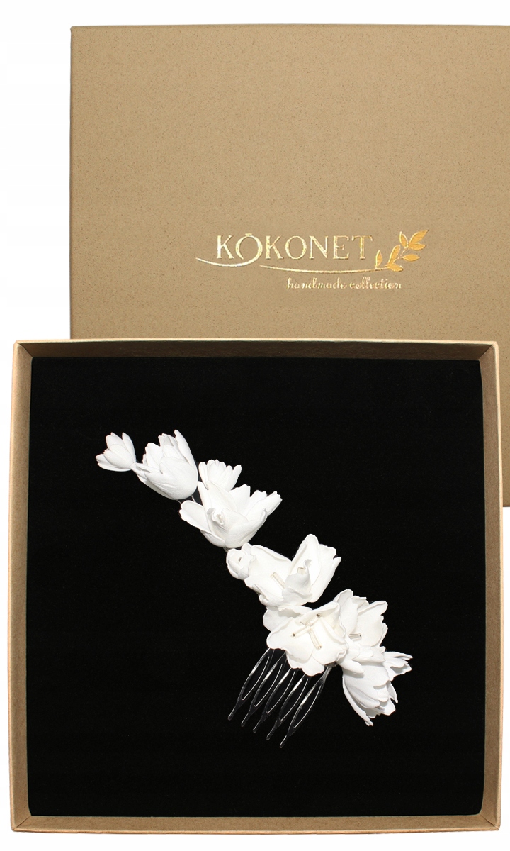 Ozdoba pro francouzský twist Fal Svatební hřeben květiny bílá boho elegantní glam