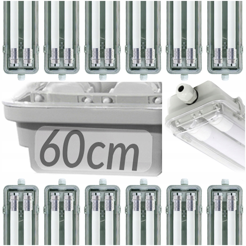 12x Hermetyczna Oprawa G13 Led Sufitowa Lampa Natynkowa IP65 60CM 20W