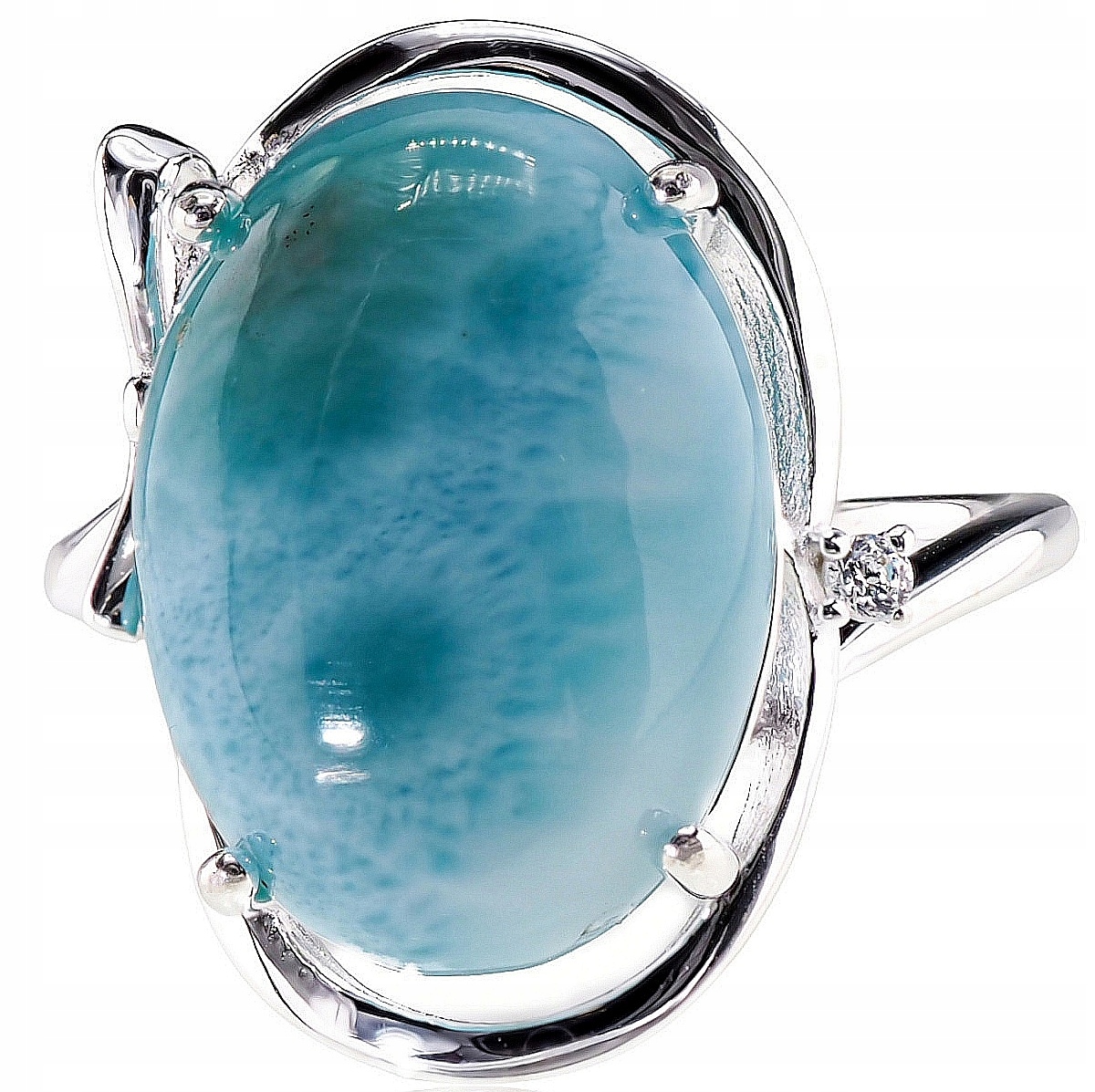 Larimar Výjimečný Prstýnek Stříbro