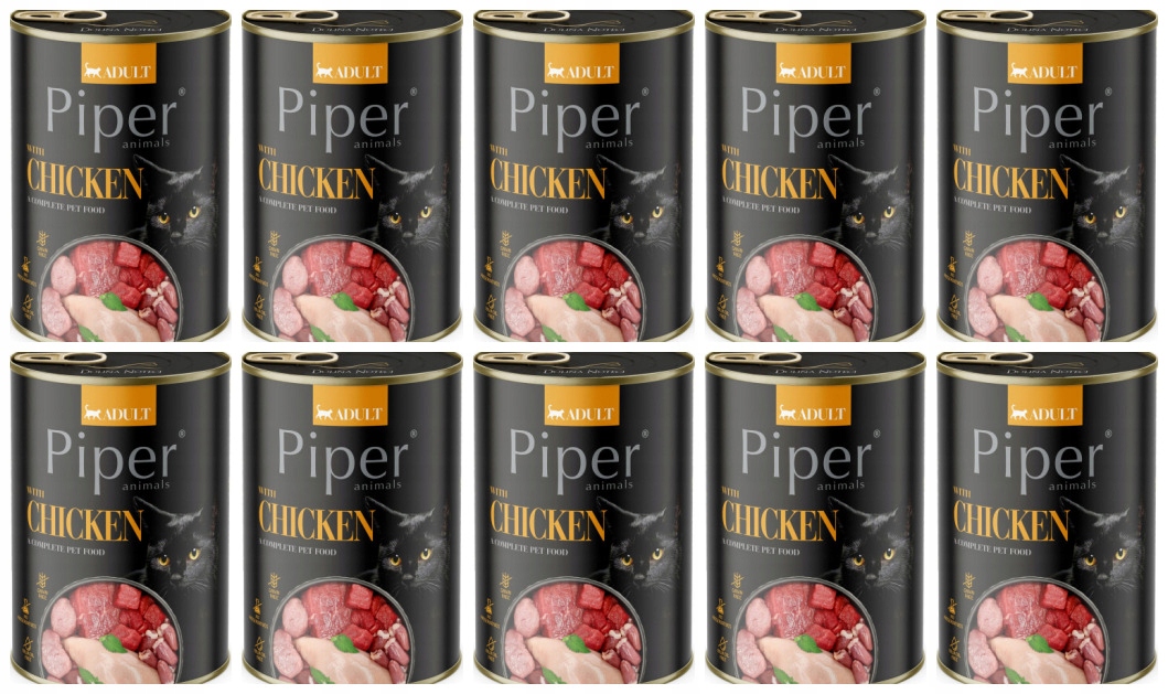 Levně Krmivo Pro Kočky S Kuřecím Masem 400 G Piper 10 Kusů