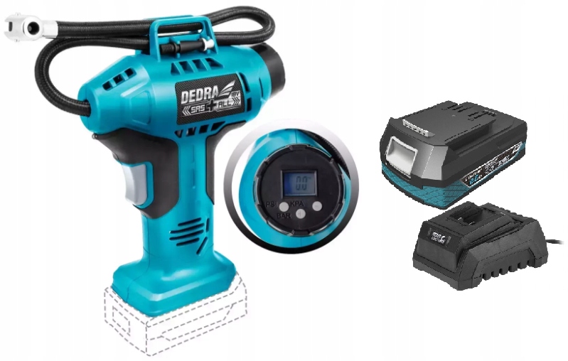 Dedra Kompresorová pumpa akumulátor 2AH Set 18V Sas+ DED7078LCD 11Bar LCD