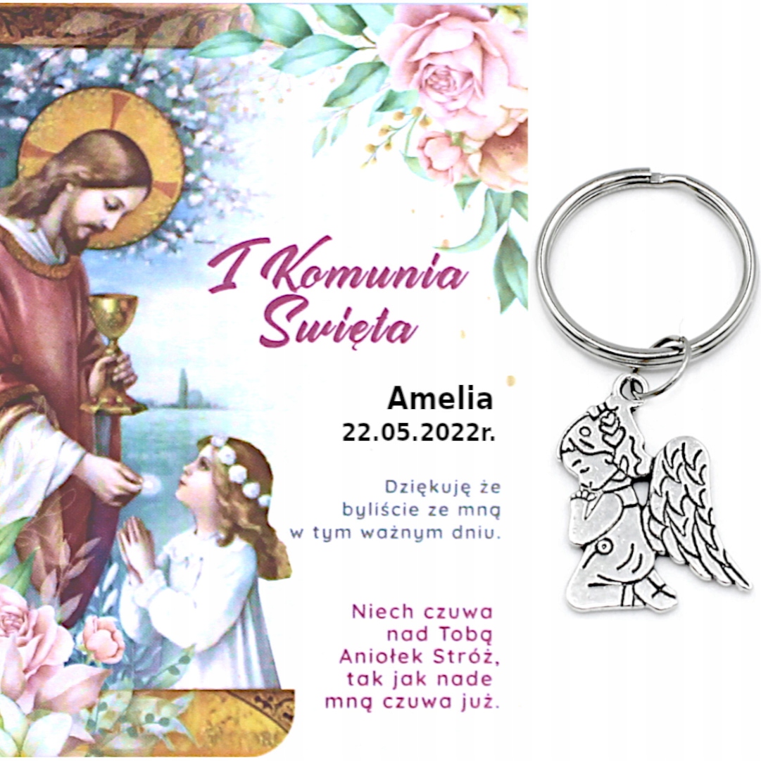 PODZIĘKOWANIE DLA GOŚCI BRELOK ANIOŁ KOMUNIA CELOF