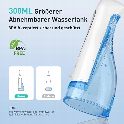 COSLUS Bezprzewodowy Irygator Dentystyczny 300ML IPX7 Do Podróży — miniatura 6