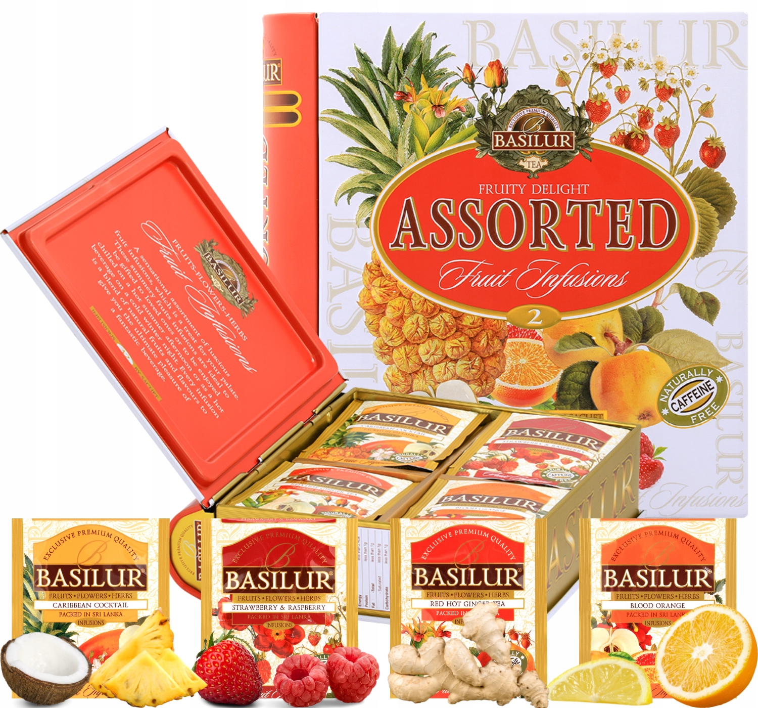 Basilur Fruity Delight Ovocný čajový set 4 příchutě Dárek 32 ks