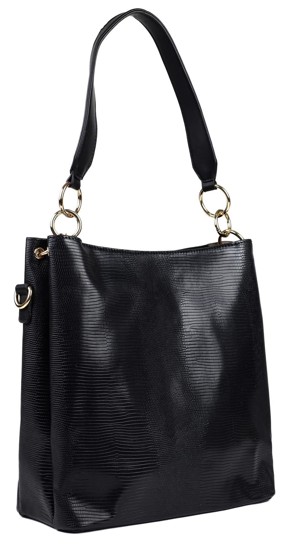 Torebka MONNARI SHOPPER NA RAMIĘ Czarna PASEK LOGO Kod producenta BAG0280-020