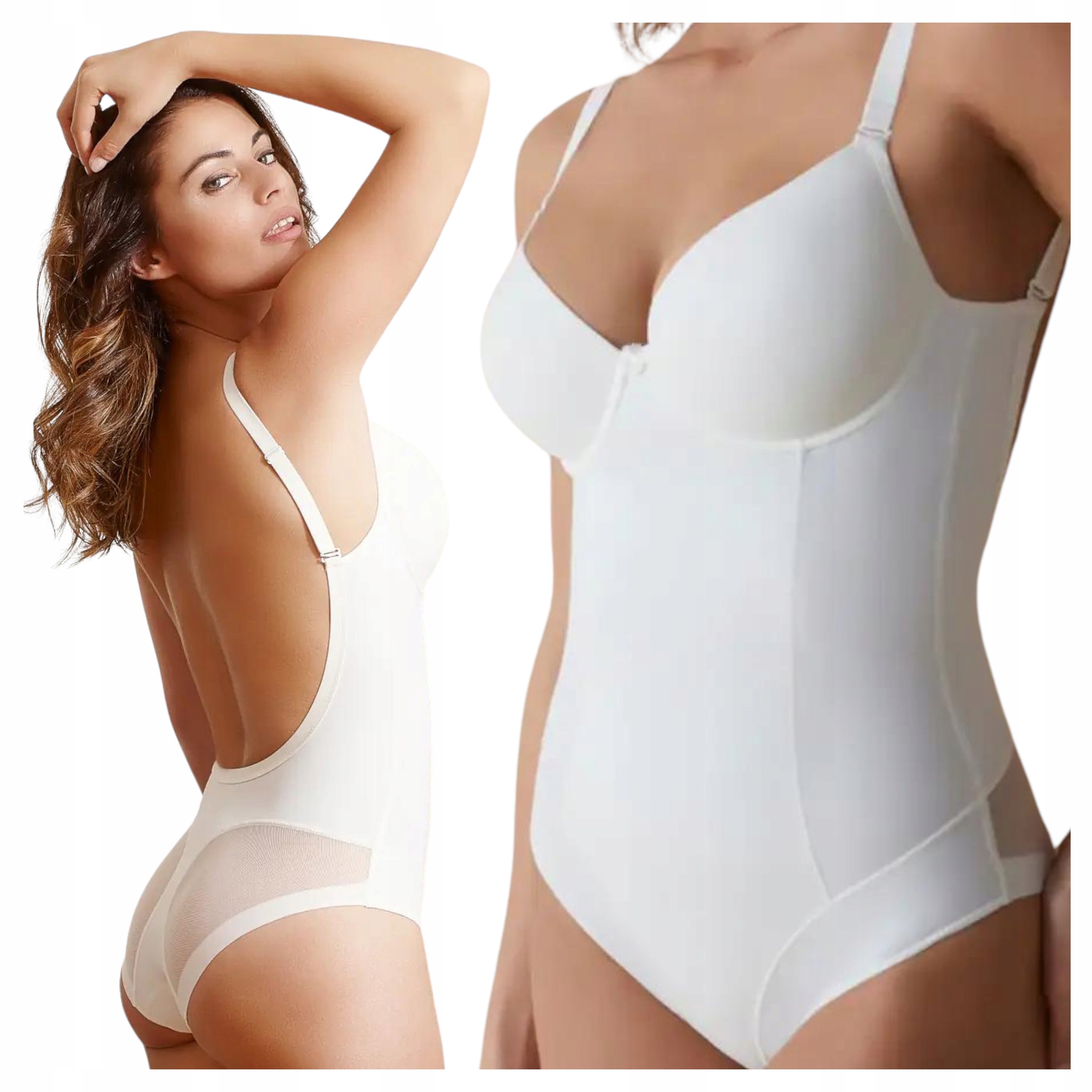 Zeštíhlující body s podprsenkou Silně modelující Pohodlné Hladké Bílé 95B