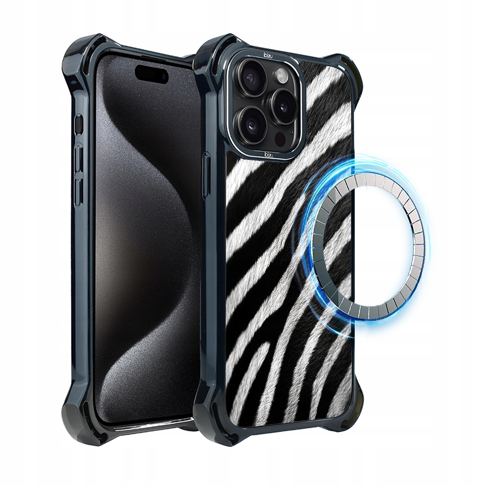 Pouzdro pro iPhone 15 Pro Ibizu DropGuard Ultra s MagSafe, Zebra