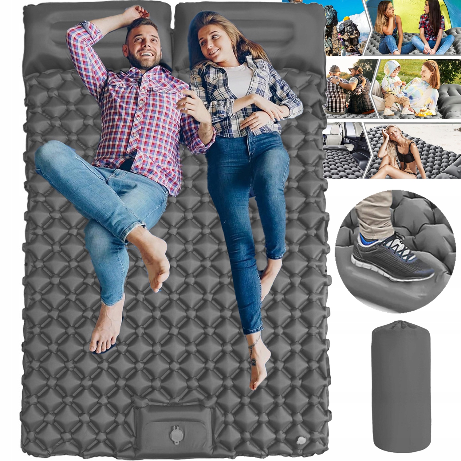 Matrace Nafukovací Bivakovací Podložka Dvojitá Venkovní