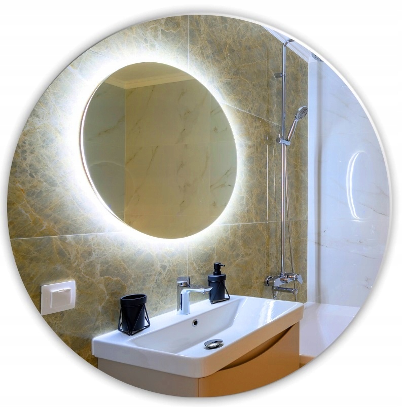 

Lustro Okrągłe Led fi 75cm Podświetlane Ledowe