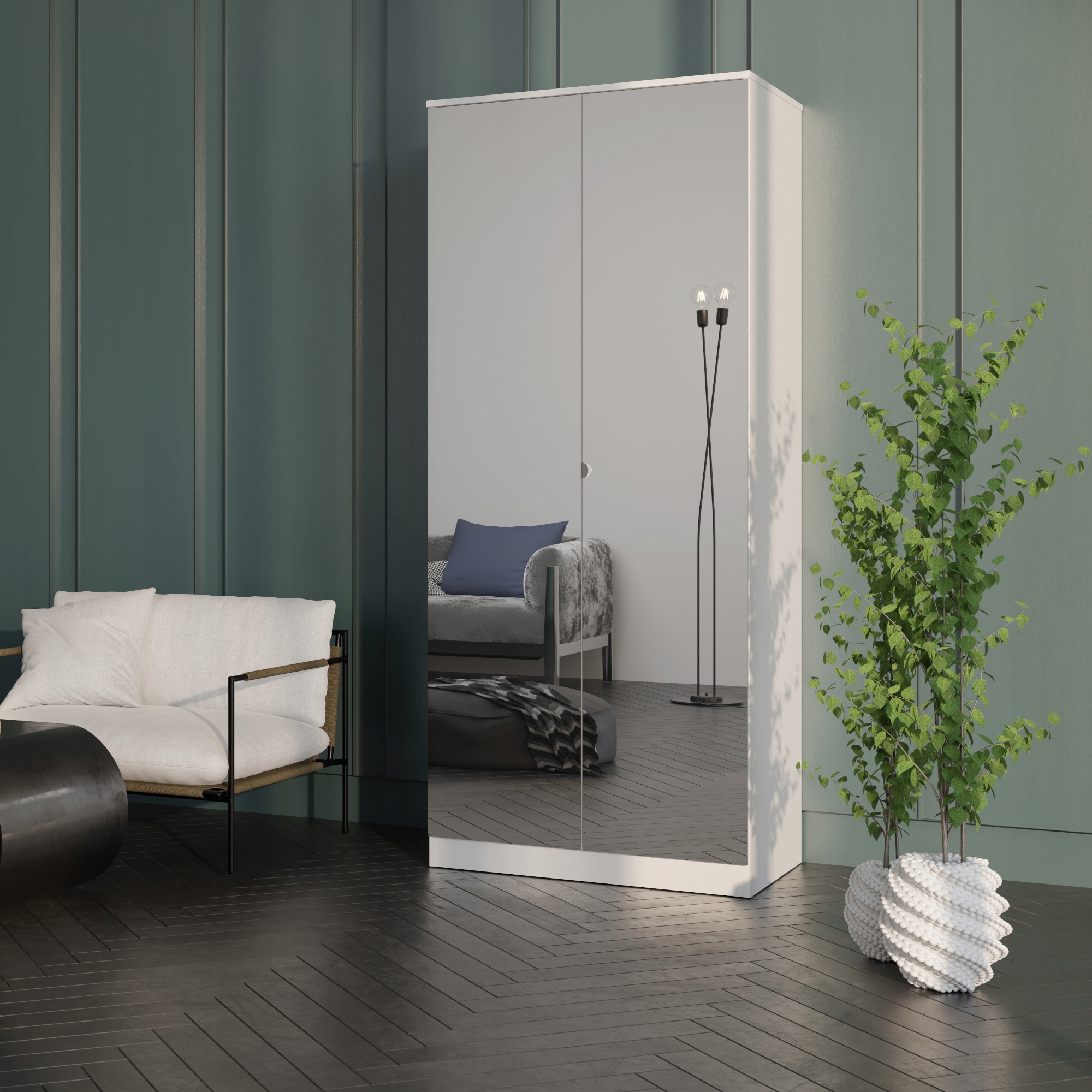 Szafa uchylna z lustrem Monza 2D 80 Biała