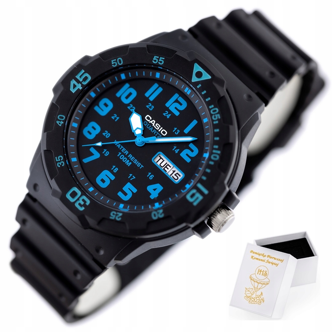 Hodinky Casio pro chlapce Dárek Na Svaté Přijímání +box Taška Gravírování