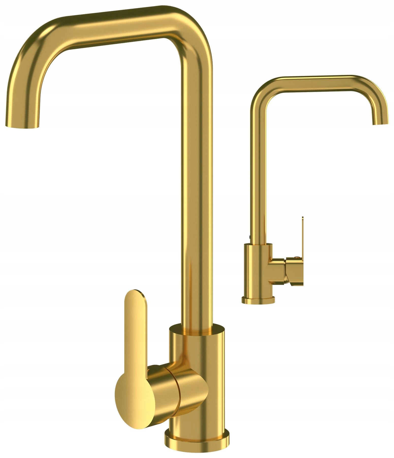 Kuchyňská Baterie Do Dřezu Zlatá Vysoká, Zaoblená Ocel