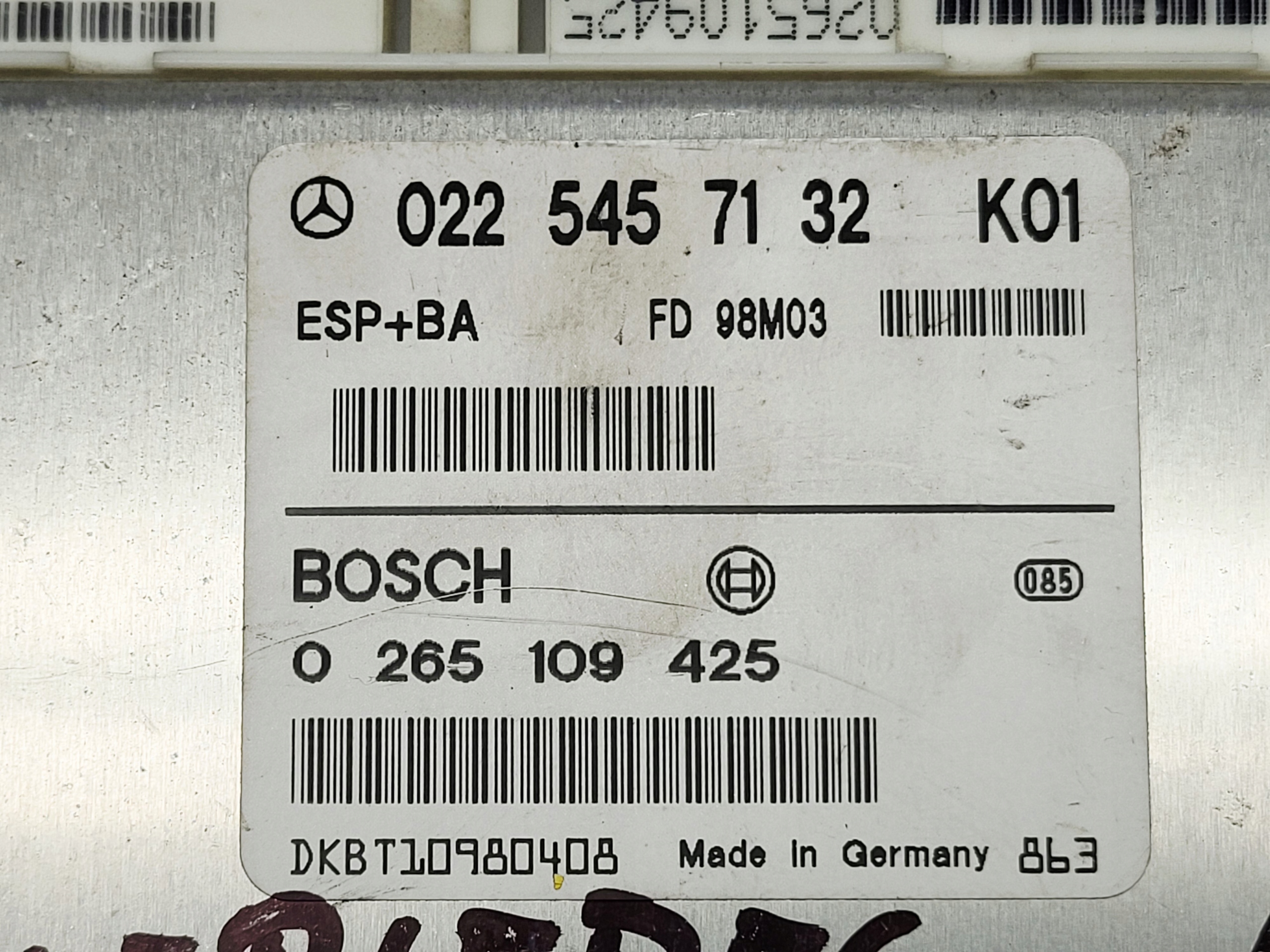 computer Centralina modulo ESP Mercedes W168 A170 1.7 CDI 0225457132K01