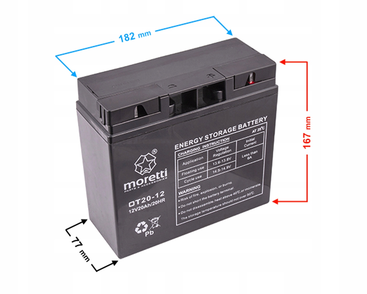 AKUMULATOR ŻELOWY OT 12V 20AH DO KOSIAREK KOSIARKA Producent Moretti