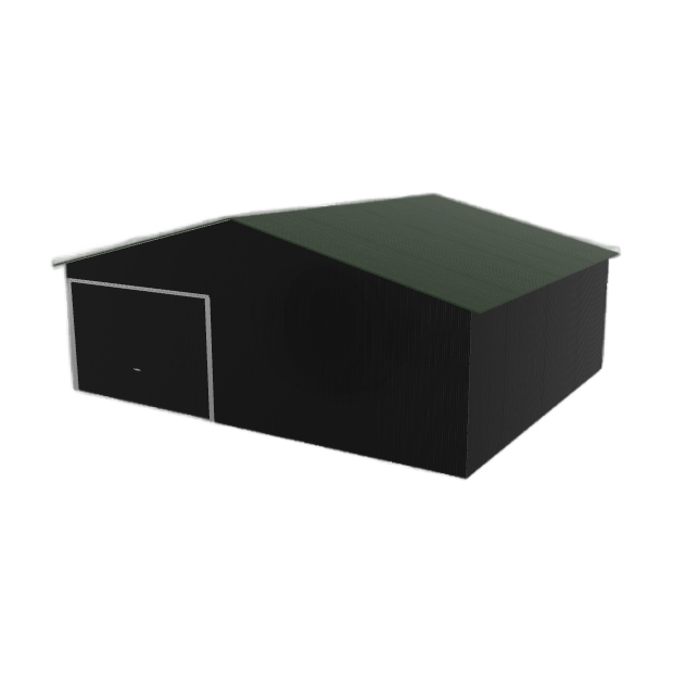Plechová garáž 7 x 6 m, jednopolohová, dvouspádová, černá
