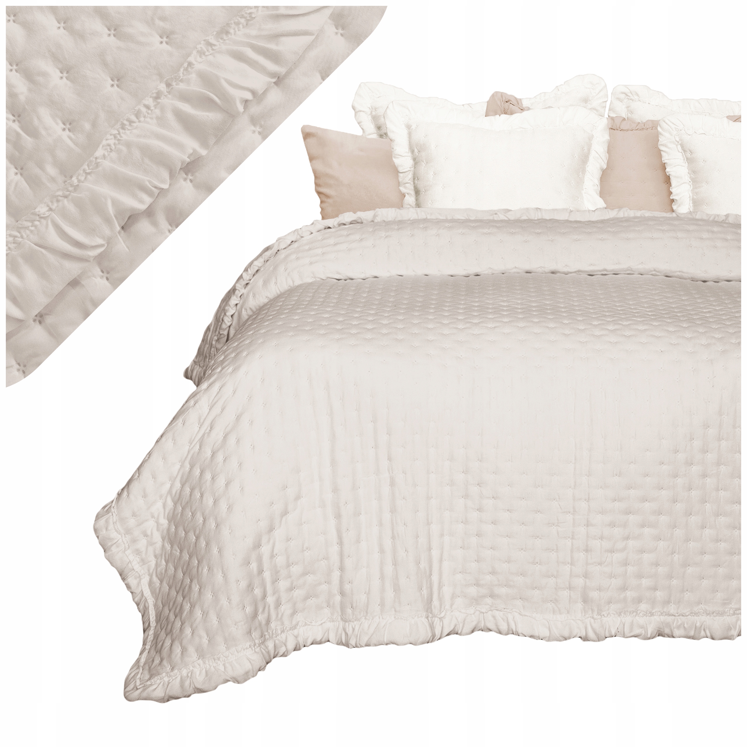 Přikrývka na postel 220x240 prošívaná pohovka s Volánkem, barvy na výběr