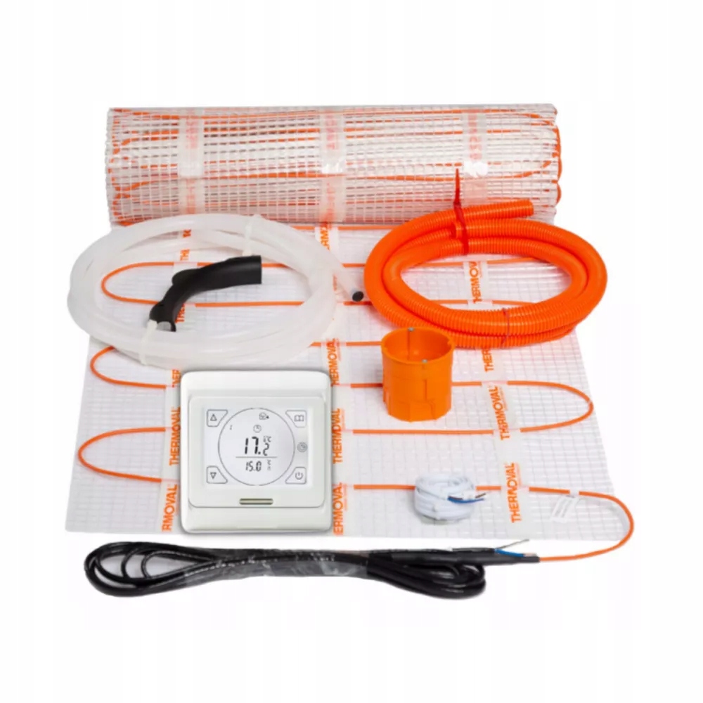 Zestaw ogrzewanie podłogowe 12m² 150W/m² termostat regulator TT16 biały
