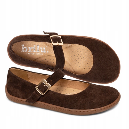 Brilu Polskie Damskie Skórzane Baleriny Barefoot Anette Czekolada 37