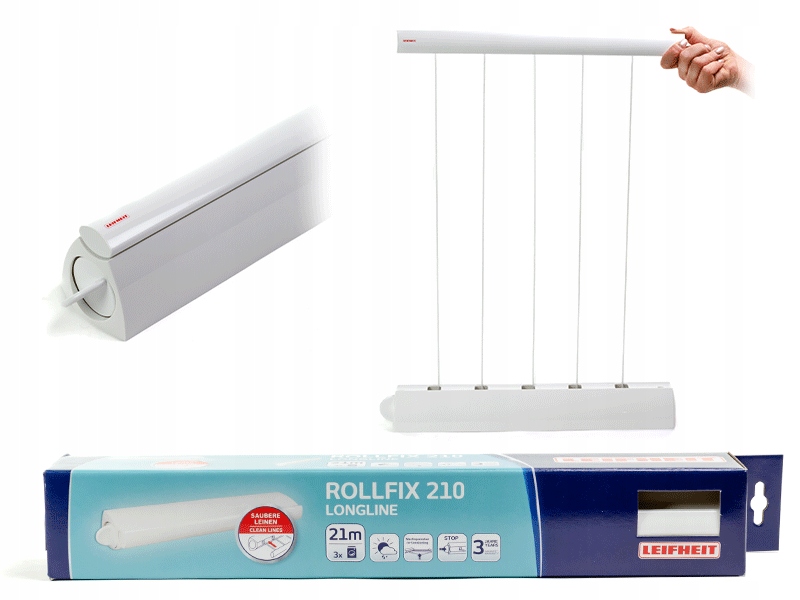 Levně Nástěnná Sušák prádla Leifheit 83040 Rollfix 210 Longline