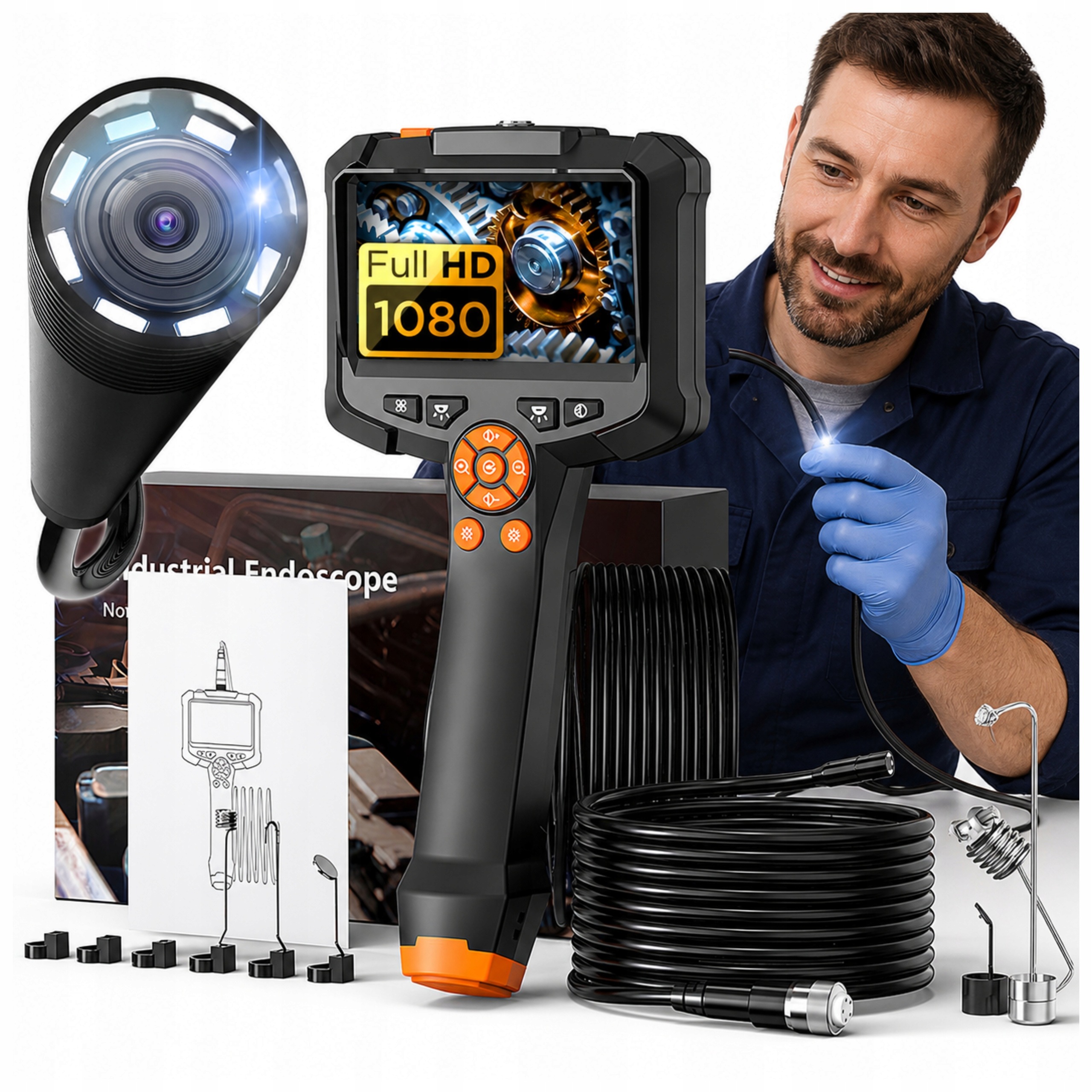Kamera Inspekcyjna Warsztatowa Endoskop 5M 8,5mm Hd LCD do Rur Silnika Led