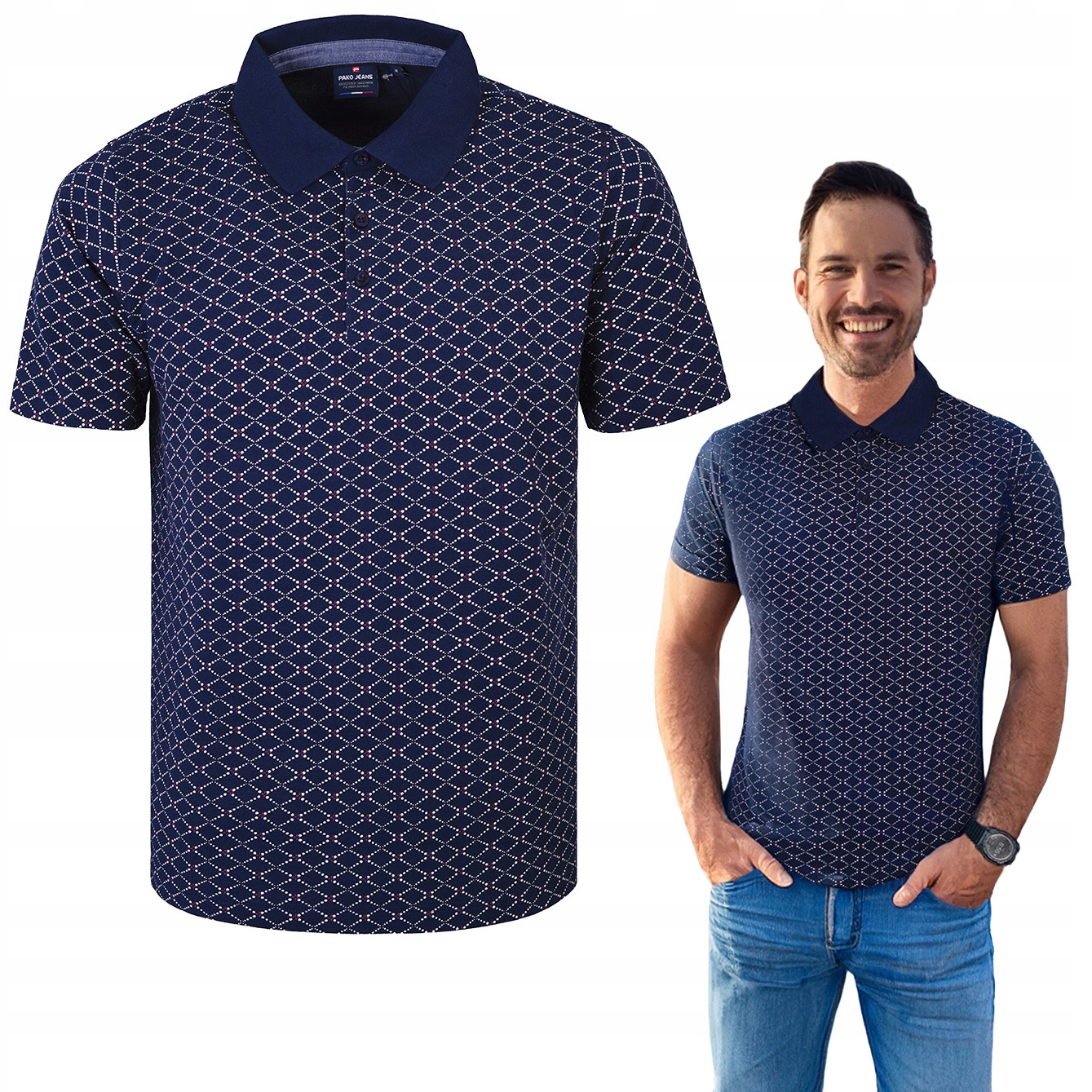 polokošile Pánské bavlněné Tmavě Modré Arsenik Elegantní XL Pako Jeans