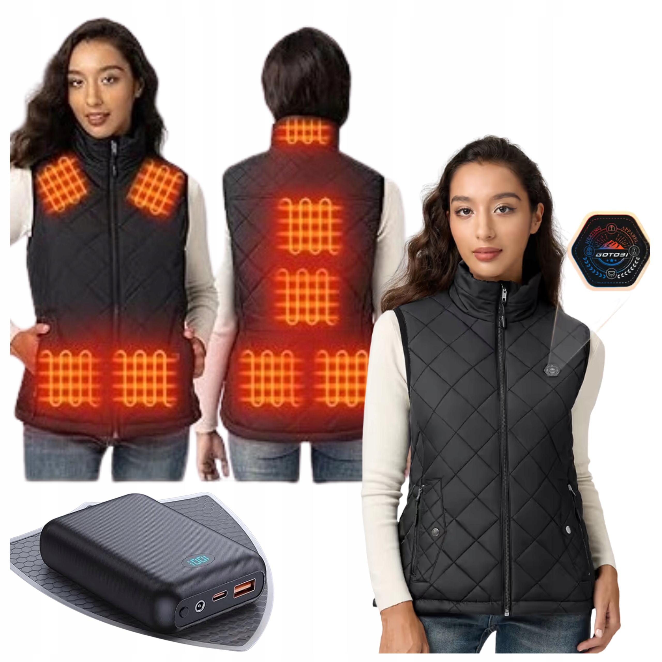 Vyhřívaná Vesta Usb Dámská Elektrická Vesta Zimní Vyhřívací L