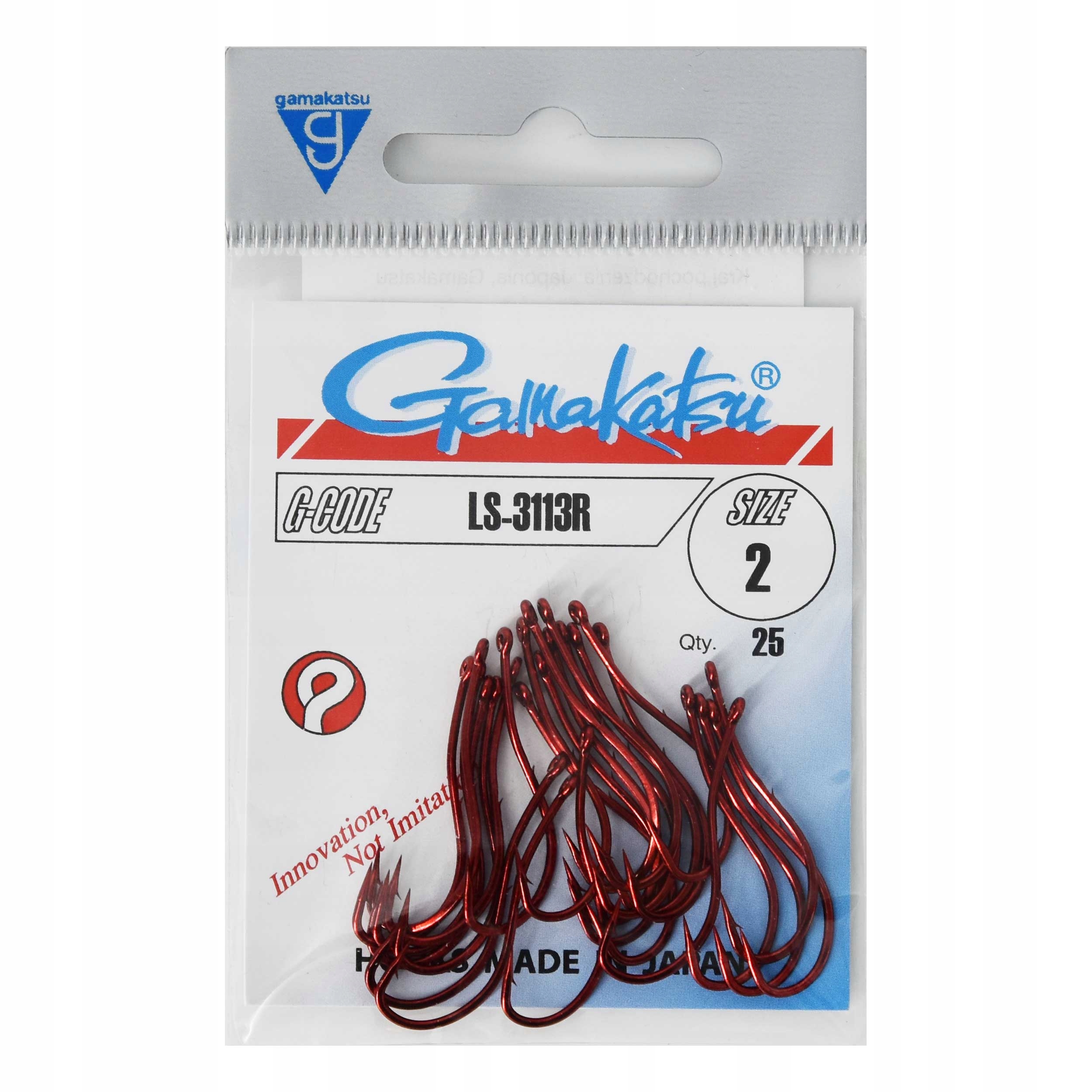 Haki Gamakatsu 3113R red rozm.#2 25szt. węgorzowe do połowu na rosówkę