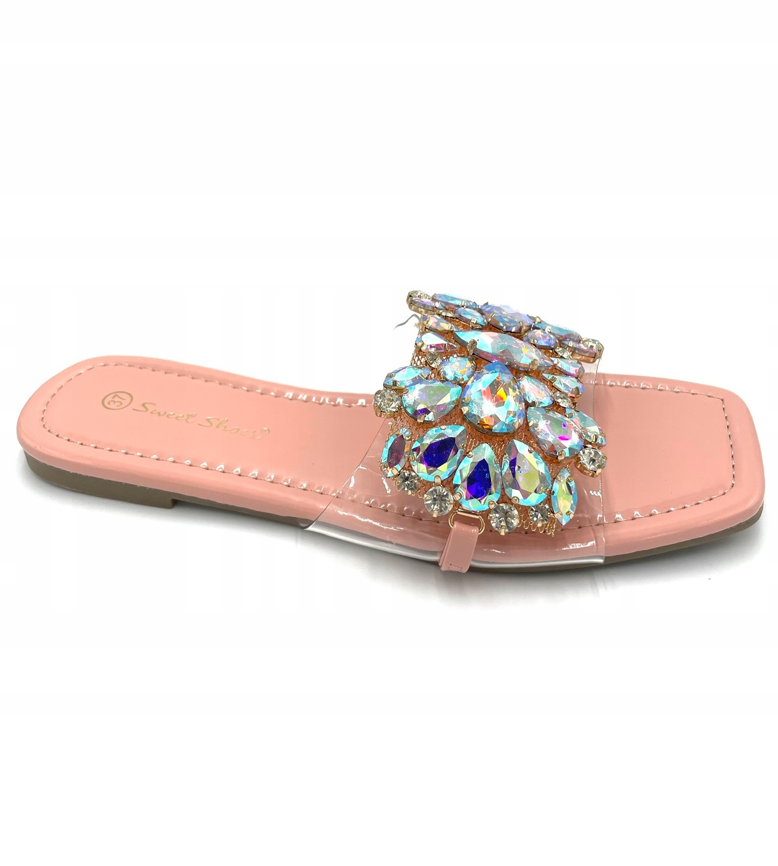 

Klapki Z Kamieniami Damskie Buty Transparentne Róż