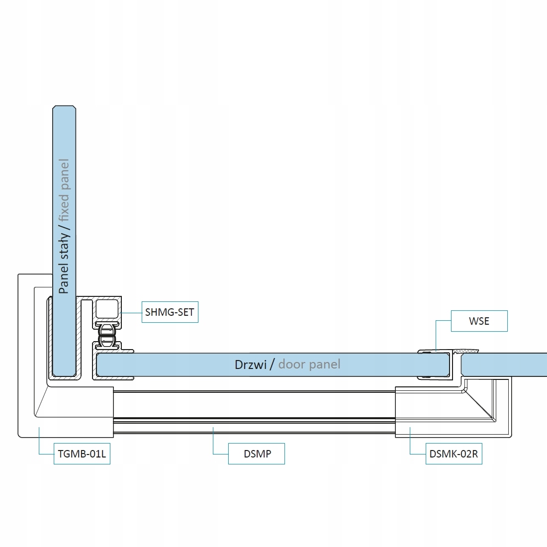 Uszczelka boczna na szkło 6-8 mm MC/WSE klips L = 250 cm Kod producenta MC/OWE