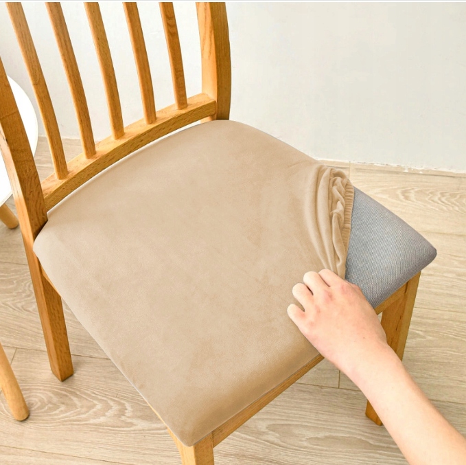 POKROWIEC NA SIEDZISKO 50x50cm BEŻOWY WELUR ELASTYCZNY