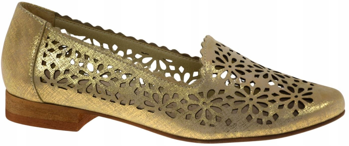 Dámské Kožené Baleríny Zlaté Ažurové Pohodlné Elegantní Clasicco 2428 37