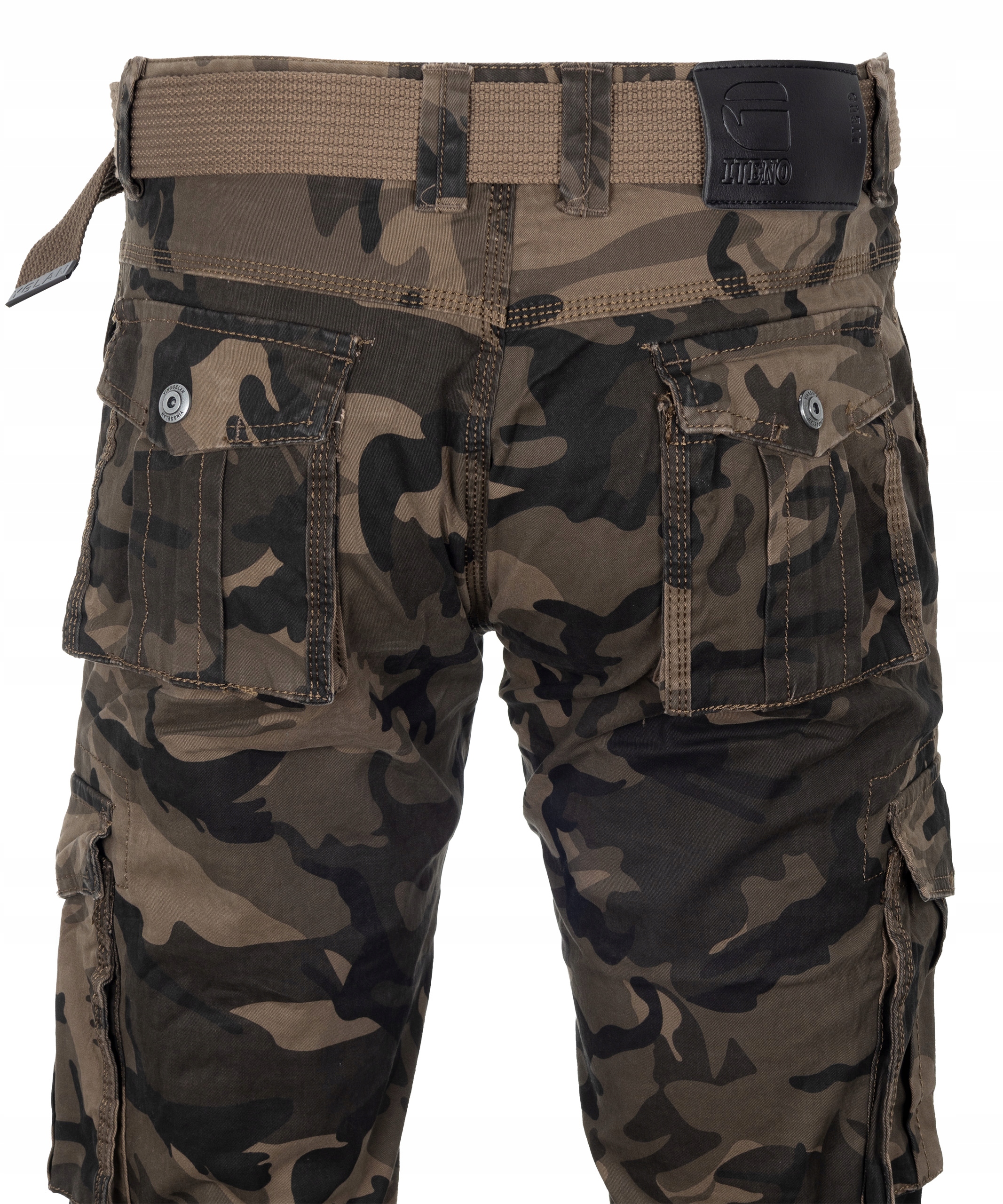 spodnie BOJÓWKI MORO BAWEŁNIANE brązowe moro ITENO PASEK GRATIS W34 Długość nogawki długa