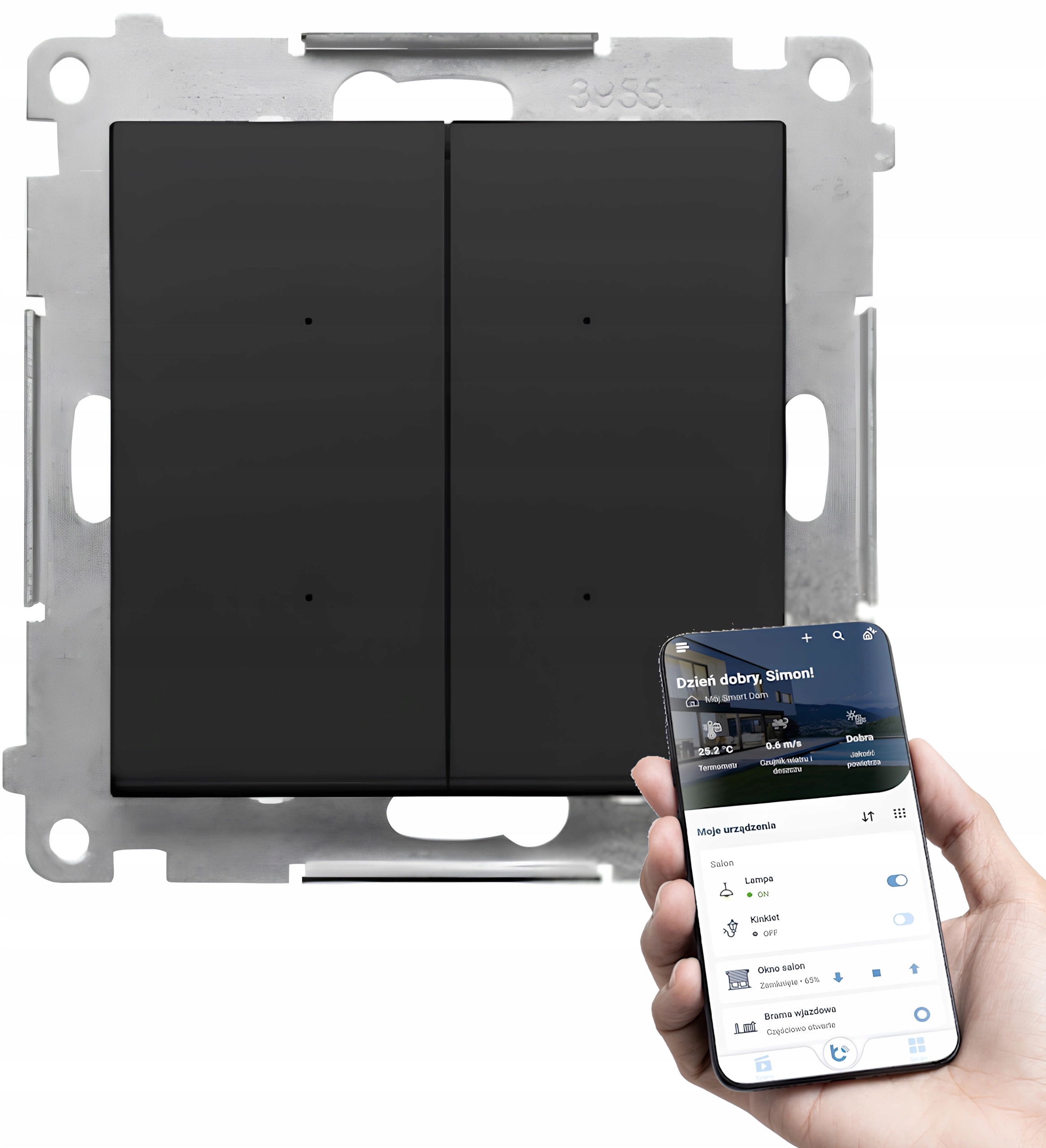 Simon 55 Go Ovládač Dual Lighting Switch D Riadené Wifi Čierna