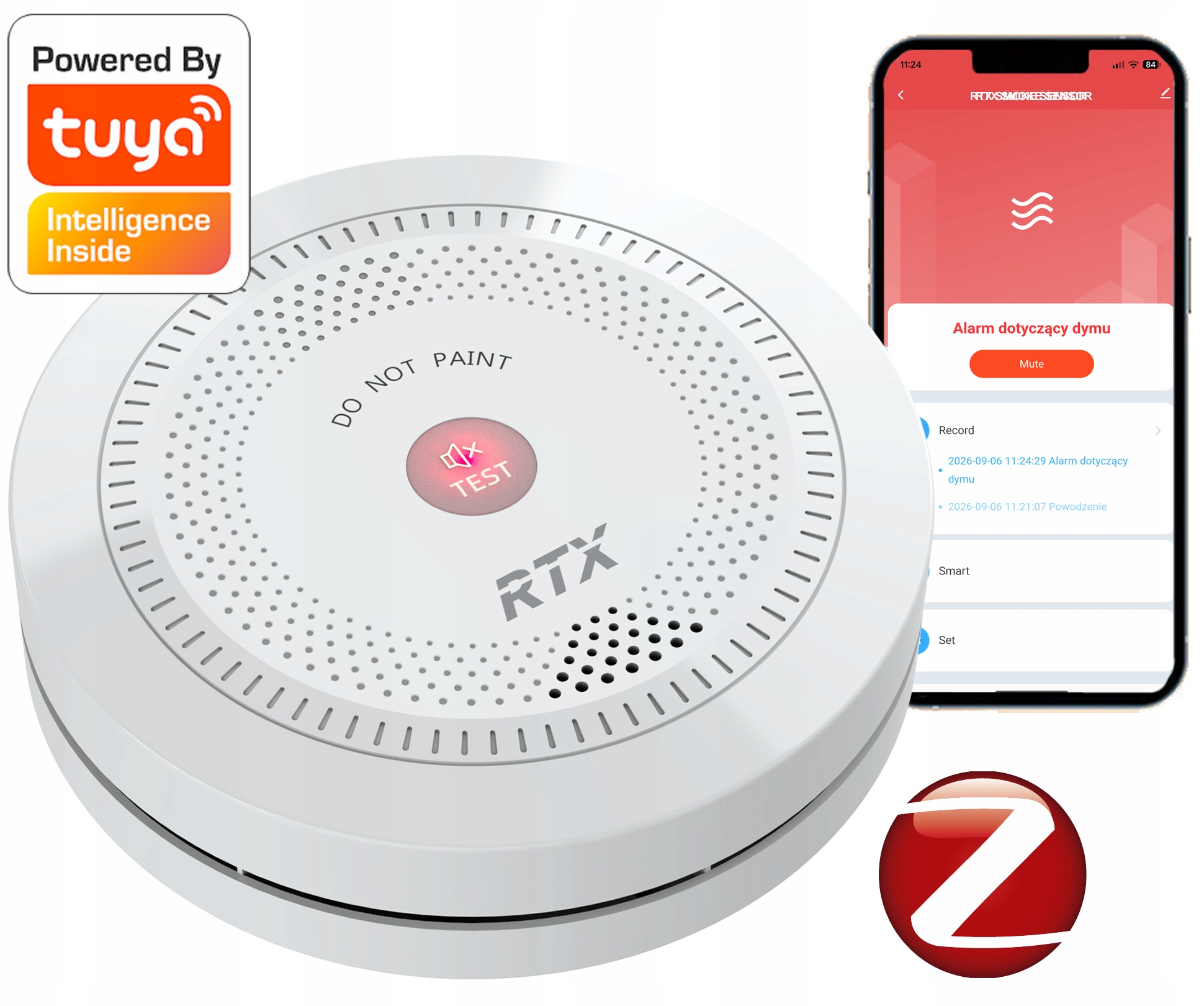 Detektor kouře Rtx Tuya ZigBee #certifikát Dbi Ce En DoP CoCP