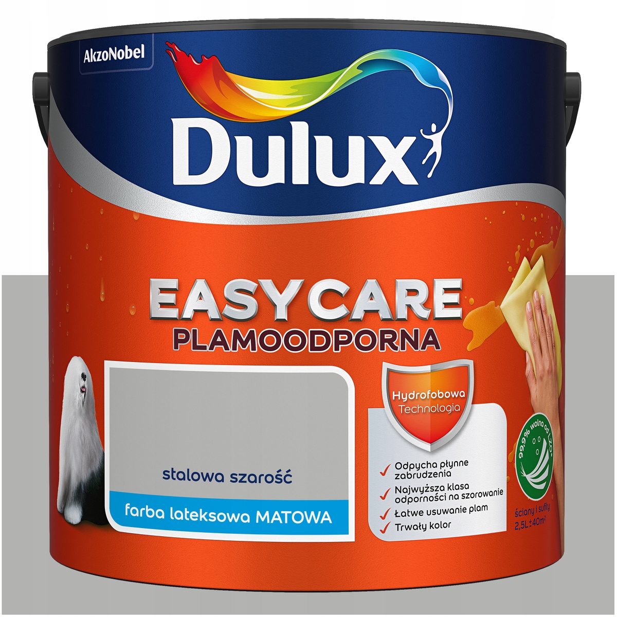 Barva na stěny stropu odolná vůči skvrnám Dulux Easycare Ocelově šedá 5L