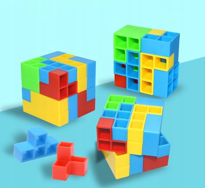 TETRA TOWER EDUKACYJNA GRA PUZZLE ZABAWKA Klockowa 64 SZT. DLA DZIECI 3+ Głębokość produktu 1.5 cm