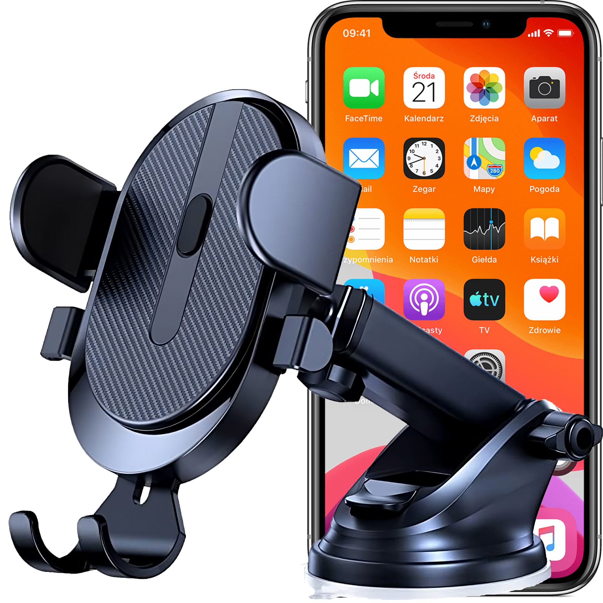 UCHWYT NA TELEFON DO SAMOCHODU SZYBĘ KOKPIT DESKĘ MOCNY HOLDER SAMOCHODOWY