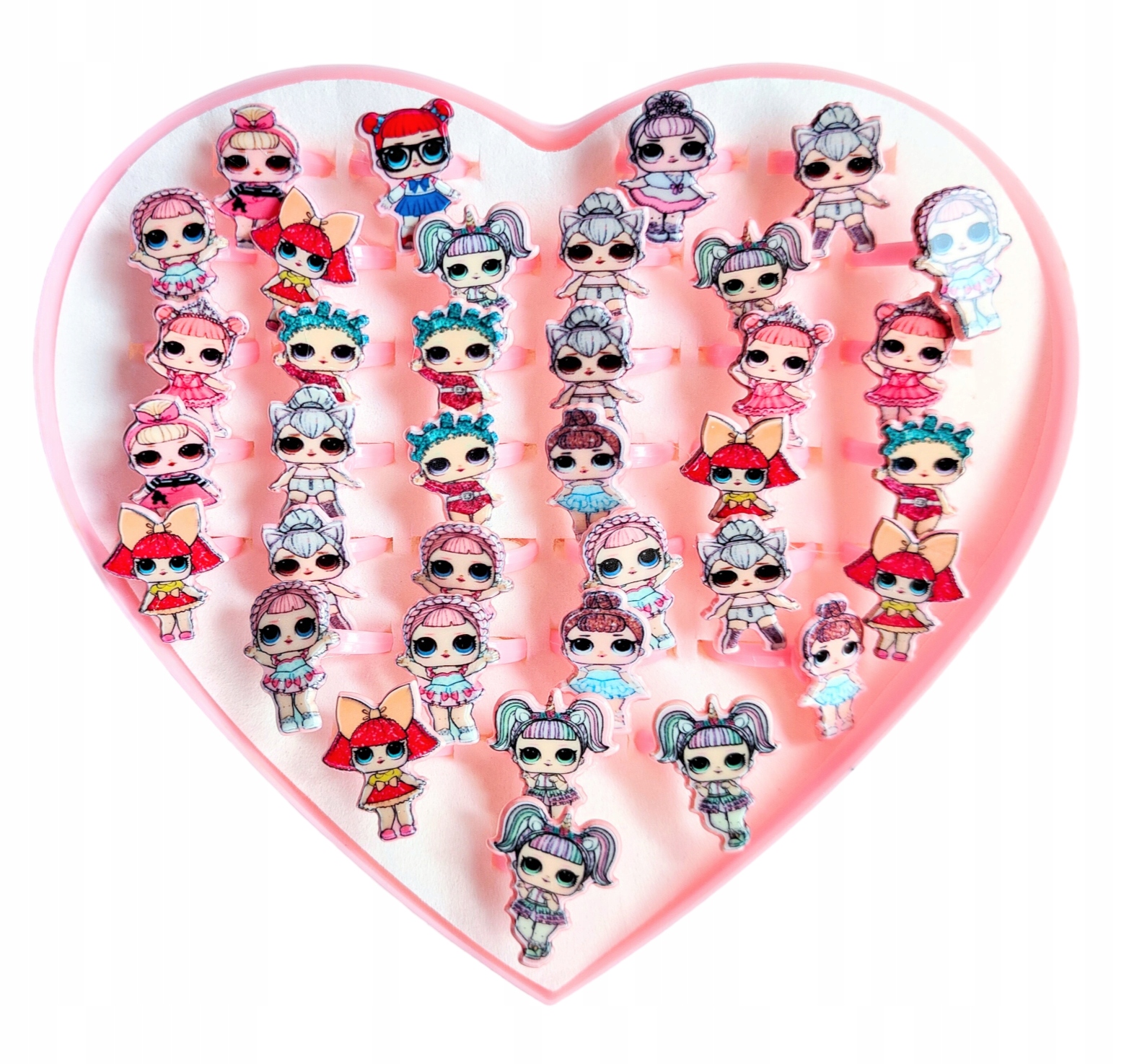 PIERŚCIONKI dla Dziewczynki Zestaw BIŻUTERIA 36szt Stan opakowania oryginalne