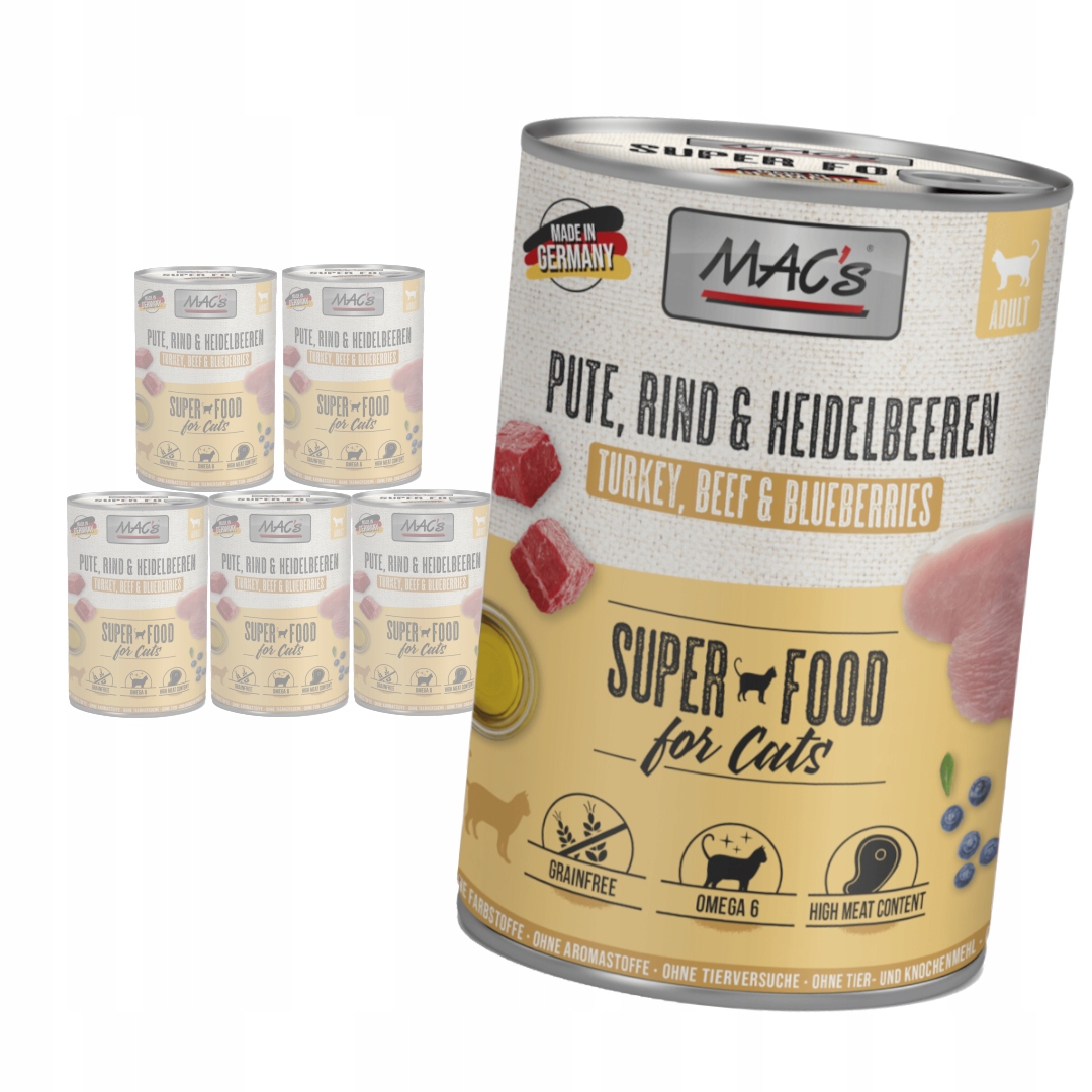 MAC's Cat Mokré Krmivo Pro Kočky Krůta borůvky 6x400g