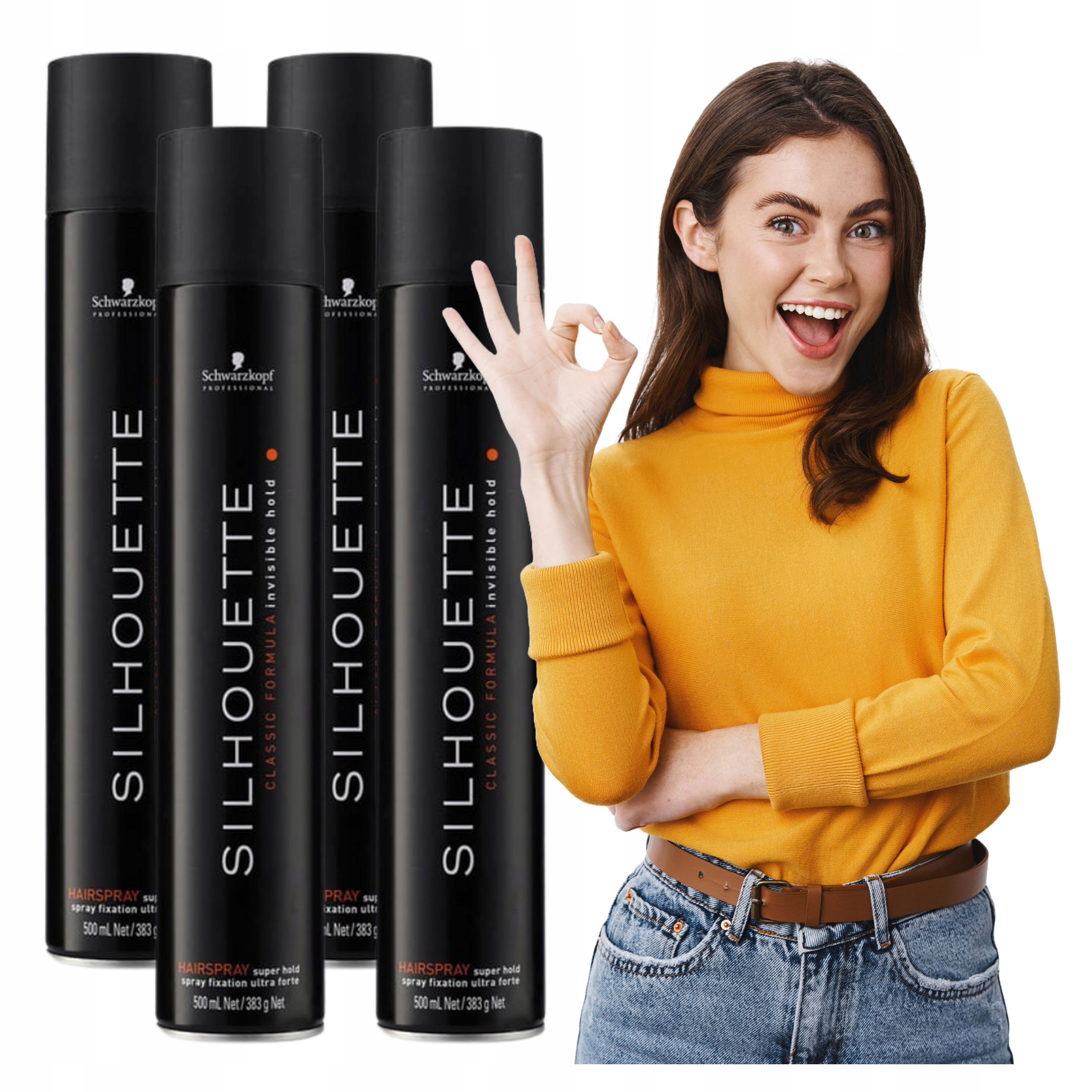 4 x Schwarzkopf Silhouette Černý lak na vlasy velmi silný Classic