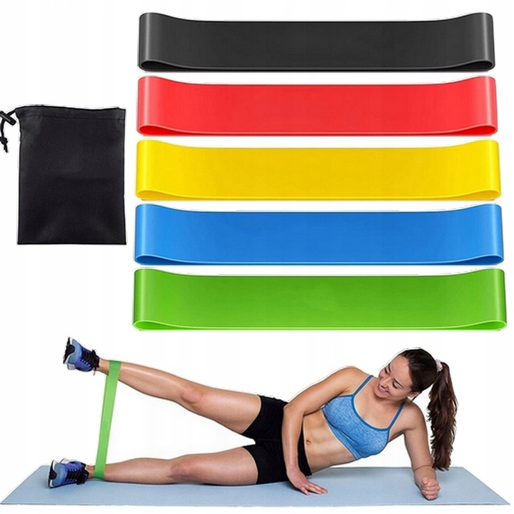 ZESTAW 5 GUM OPOROWYCH DO ĆWICZEŃ FITNESS CROSSFIT