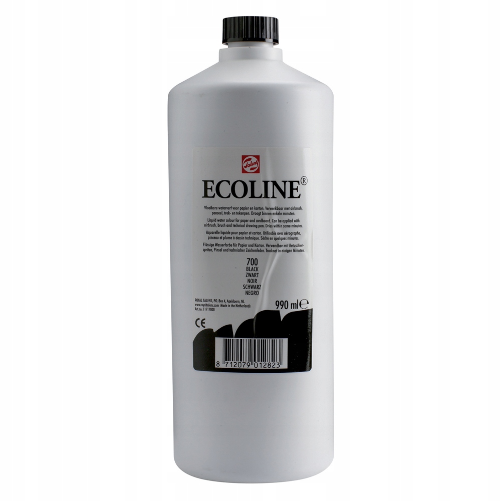 Barva akvarelová Talens Ecoline 990ml 700 Black