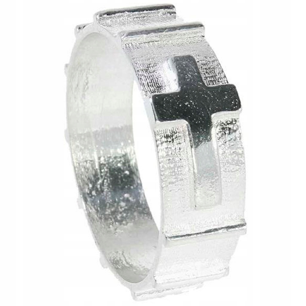 Różaniec dziesiątek obrączka na palec srebrny r.36