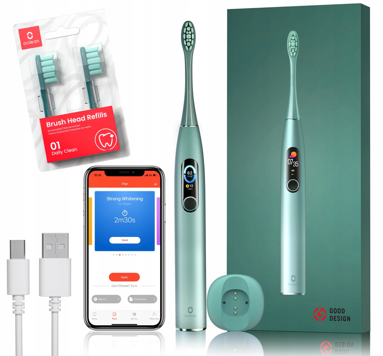 

Szczoteczka soniczna Oclean X Pro 3 główki Zestaw