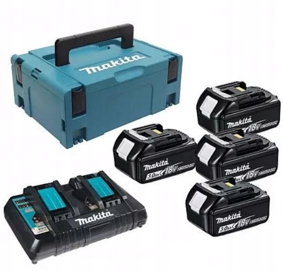 Zestaw 4 akumulatorów BL1830B Li-ion 18V 3,0Ah ładowarka DC18RD Makita