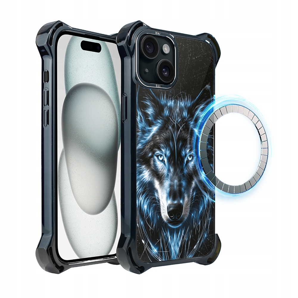 Pouzdro pro iPhone 15 Plus Ibizu DropGuard Ultra s MagSafe, Ledový vlk