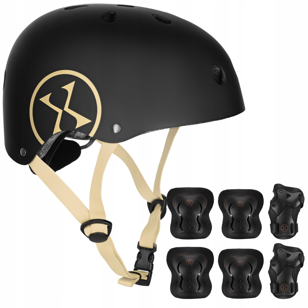 Helma na kolečkové brusle Koloběžku Nastavitelný ořech 58-61 cm chrániče L